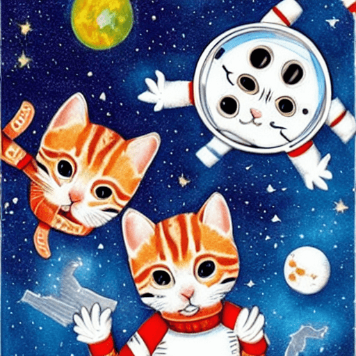 AI-generated art of astronaut kittens in space